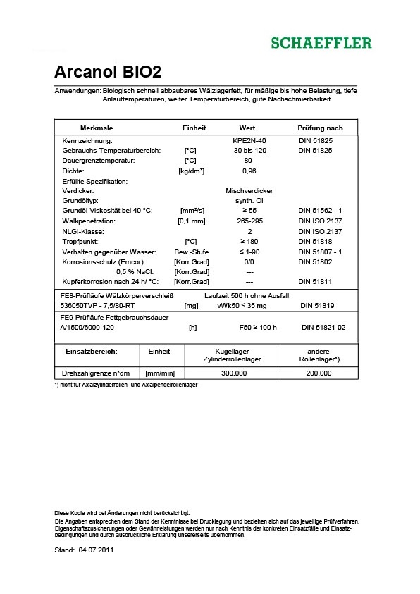 Arcanol Datasheets Special