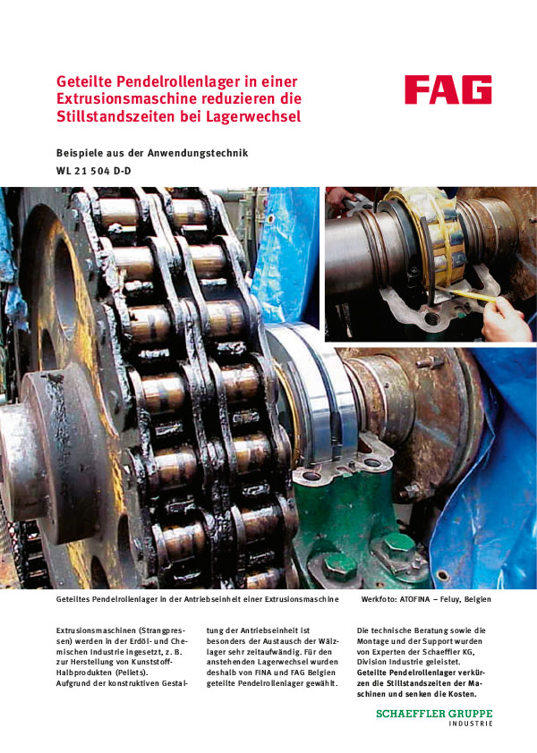 Split Spherical Roller Bearings In Extruders Shorten Downtimes When It Comes To Exchanging Bearings Schaeffler Germany